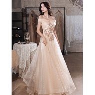Champagne Luxury High-End Fairy Long Evening Dress For Women Elegant 2024 Plus Size Anual Dinner Par