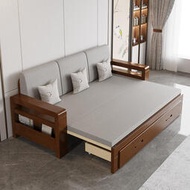 DU2P簡約實木沙發床小戶型松木雙人1.5米1.8可摺疊推拉兩用伸縮1.