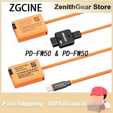 ZGCINE DTap to NP-FW50 & USB-C PD to NP-FW50 Dummy Battery Cable for Sony A7III A6000 A6400 A7II A7R