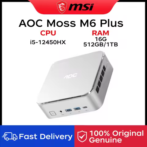 2026 AOC Mini PC Core i5-12450HX 16GB 512GB Moss M6Plus Commercial Office Home Desktop Computer Wall
