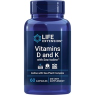 Life Extension Vitamins D and K with Sea-Iodine, vitamin D3, vitamin K1 and K2, iodine, supports imm