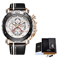 ⌚นาฬิกาข้อมือสำหรับผู้ชาย LIGE นาฬิกาสปอร์ตแฟชั่นใหม่สำหรับผู้ชาย,นาฬิกาควอตซ์หรูหรากันน้ำลึก30เมตรนาฬิกาบอกวันที่