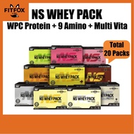 NS Whey Protein WPC Stick 25g x 20 Sachets – High Protein Powder for Muscle Gain, Workout, Recovery,