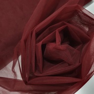 PROMO MURAH Bahan Bridesmaid Premium Warna Maroon Satin Velvet Soft Tulle Brukat Organza per 50cm