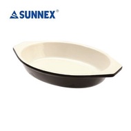 24CM橢圓形琺瑯鑄烤盤(0.6公升) - 黑色