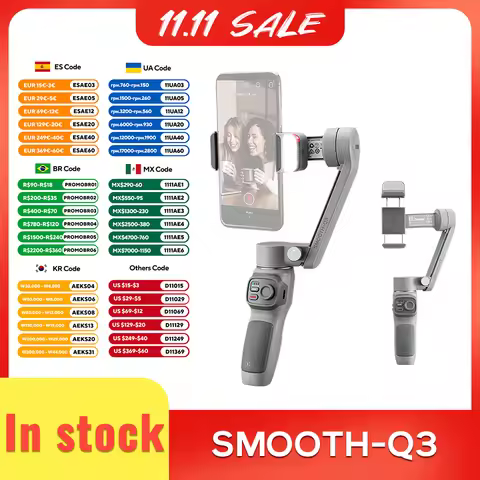ZHIYUN Official SMOOTH Q3 Portable Phone Gimbal 3-Axis Handheld Stabilizer for iPhone 14 pro max /Hu