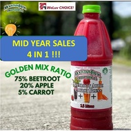 Set 4 Botol Mountain Fresh Jus Buah 1.5L – Bit, Epal & Lobak Merah | Tarikh Luput 2027| Pengedar Sah