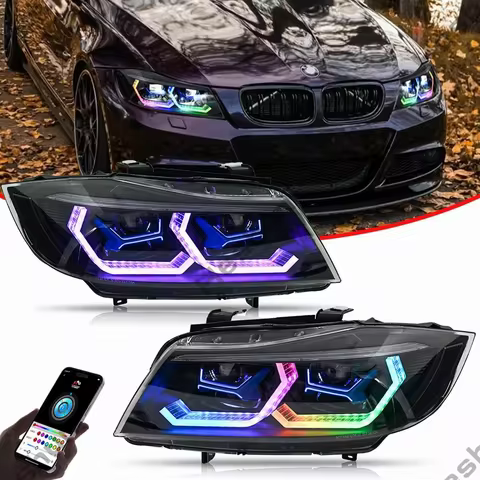 Pair LED Headlights For 2005-2012 BMW E90 E91 328i 335i 3-Series Sedan Headlight Assembly Front Ligh