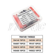 100/200PCS Rectifier Diode Schottky Diode Kit 1N4007 1N4148 1N5408 1N5819 1N5822 1N4001 1N4004 1N540