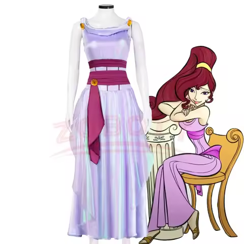 Movie Megara Meg Princess Halloween Cosplay Costume Women Purple Dress Uniform Carnival Party Outfit