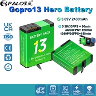 PALO GoPro13 Battery Hero13 Replacement Battery 2400mAh Large Capacity Sports Camera Battery Accesso