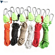 HCYEOU Camping Tent Tie Down, Metal Lifting Pulley Multicolors Night Light Pulley Adjuster Rope Tigh