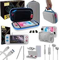 Orzly Switch Lite Accessories Bundle - Case &amp; Screen Protector for Nintendo Switch Lite Console, USB Cable, Games Holder, Grip Case, Headphones, Thumb-Grip Pack &amp; More (Gift Pack - Z&amp;Z Edition)