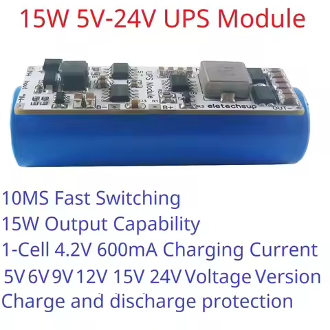 3A UPS Module 5V 6V 9V 12V 15V 24V 15W 3.7V 4.2V Li-on Li-po Lithium Battery Charge and Discharge Bo