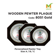 Wooden Pewter Plaque 8051 Gold