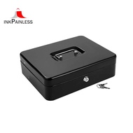 Cash Box Metal Cash Box with Tray and Key Lock, Tiered Locking Cash Box,  Lock Safe with 4 Bills, 5 