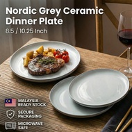 Table Matters-Soft blue ceramic dinnerware set shallow plate cute plate cute plate cat plate dining 