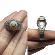 แหวนหินอาเกต แหวนหินโมรา หิน Sulemani Agate หินแท้ธรรมชาติ ทรงกลม ขนาด 67 แหวนเงิน Sterling Silver Rare Old Genuine Natural Sulemani Agate Unique Round Ring Middle East Art Vintage Unisex Jewelry Handmade Size 12US