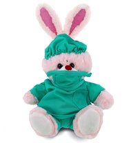 DolliBu Rose Gold Bunny Doctor Plush Toy - Super Soft Bunny Doctor Stuffed Animal Dress Up with Cute