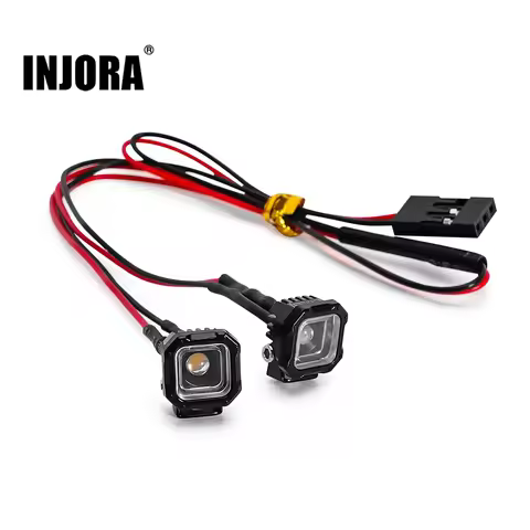 INJORA Square LED Lights for 1/18 1/24 RC Crawlers (White)