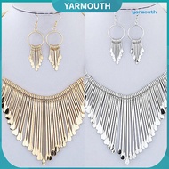 yyr--Women's Fashion Luxury Tassel Pendant Choker Necklace Hook Earrings Jewelry Set