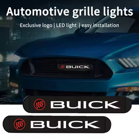 Car Mid-Net LED Front Hood Warning Light Grille Emblem Accessories For Buick Encore Regal Lacrosse E