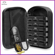 HKStorage Weekly Pill Organizer Case 3 Times One Day Portable Travel Pill Box 7 Days with Canvas Bag