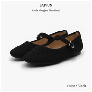 [SAPPUN] Amila Maryjane Flats Women Shoes (1cm) - Black (Size 235MM) Casual Slip On Mary Jane Kasut 