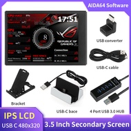 【Flash sale】 3.5 Inch IPS Display Type-C Secondary Screen 480x320 LCD for AIDA64 CPU RAM GPU Monitor