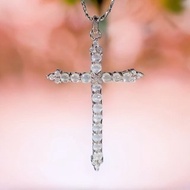 冰種翡翠蛋面十字架項鍊 925純銀 | 天然緬甸玉A貨翡翠 | 送禮