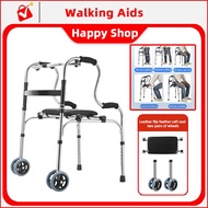 rollator elderly walker 4 Wheels Folding Walking Aid / Walkers for the elderly / Stainless steel wal