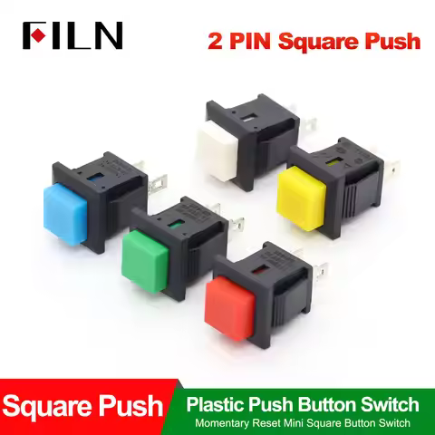 FILN 10pcs 1A 250V Momentary 2A 125V Push Button Switch 2Pin Metal Terminal Snap on Installation Red