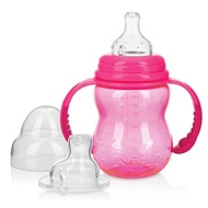 Nuby 3 in 1 Baby Bottle to Training Sippy Cup - 8 Oz Toddler Cups Spill Proof with Soft Spout, Nippl