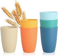 SINOGE Wheat Straw Cups 16 OZ - Unbreakable Drinking Cups Set of 6 Alternative to Plastic Cups Reusa