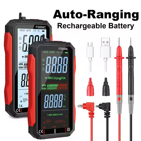 FS899C Rechargeable 4.8 Inch Large Screen 6000 Counts Smart Digital Multimeter Auto-Ranging Capacita