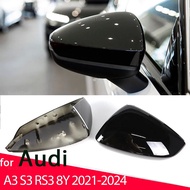 Carbon Fiber/ABS 2x Mirror Cover Car Side Rearview Mirror Cap Cover Shell Replacement For Audi A3 S3
