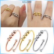 Kelln Stainless Steel Anxiety Fidget Ring Anxiety Ring with Beads Stress Relief Ring