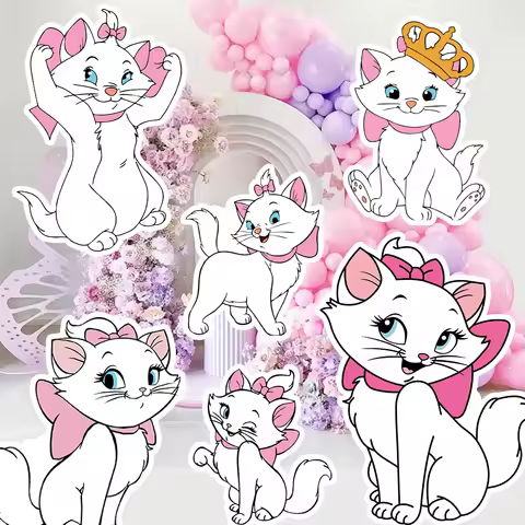 60cm/90cm Disney Marie Cat Cutout Princess Marie Birthday Decoration Big Stand Up Props Baby Shower 