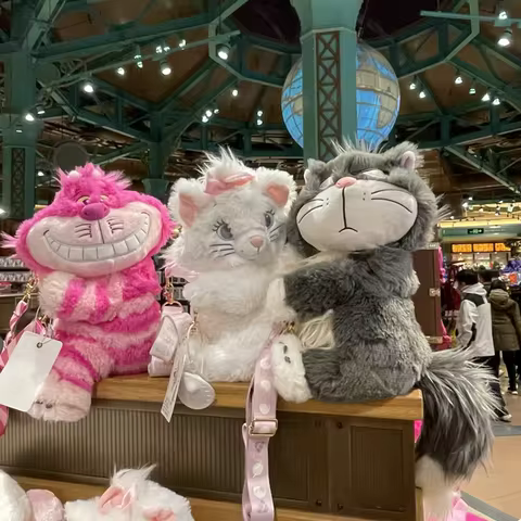 2024 Disney authentic Marie Lucifer Cheshire cat Linabell plush shoulder bag shanghai disneyland