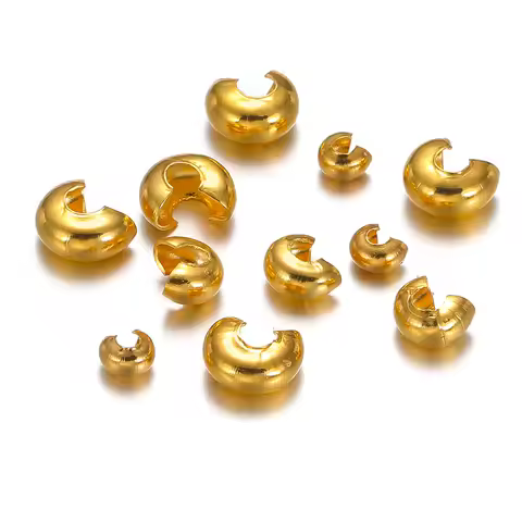 50pcs Stainless Steel PVD Plated Open Crimp End Bead Stopper Spacer Beads for DIY Jewelry Making Nec
