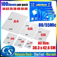 Laminating Laminated Pouches Film A4 A3 6R 5R 4R 3R 2R Size 2X55mic (110 micron) Laminator for File 