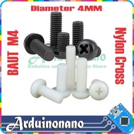 Cross Screw Nylon M6x25 M6 6mm height 25mm 25 mm 2.5cm Plastic bolts