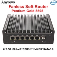 Intel Pentium Gold 8505 Core i3 1125G4 6Lans i226-V 2.5G Firewall Soft Router Solid DDR5 NVMe HDMI 6