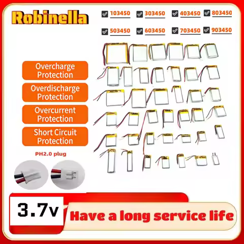 3.7V 103450 Lithium Polymer Battery 503450 303450 403450 603450 703450 803450 903450 123450 LiPo Bat