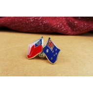 Double Flag Badge Taiwan VS Australia, Australia 20 In Group Each Triple W2.5 Xh1.5cm