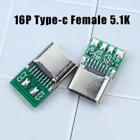 USB 3.1 Type-C Jack Connector 16Pin Female Socket Receptacle USB-C Adapter to Solder Cable 6 Solder 