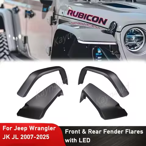 Off Road 4x4 Exterior Accessorise ABS High Mount Sandstorm Fender Flares with LED For Jeep Wrangler 