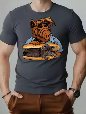 Heavy 100% pure cotton high street fashion creative funny printed casual round neck short sleeved T-