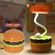 Creative Burger Nightlight LED Rechargeable Bedside Lamp Kids Learning Table Lamp Lampu Raya
