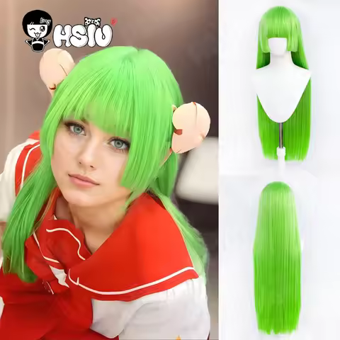Iruma-kun Valac Clara Cosplay Wig Fiber synthetic wig「HSIU 」yellow-green Long Wig+Wig cap Anime Welc